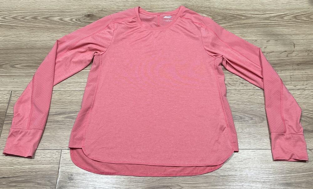 Avia Top Womens S Coral Long Sleeve Blend Athletic Top (A69)